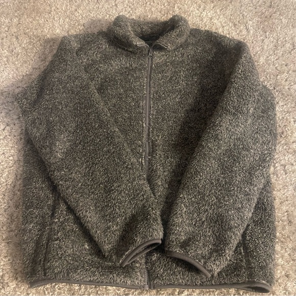 Uniqlo Fluffy Yarn Fleece Full Zip Jacket Gray Teddy Sherpa Size M - Picture 9 of 12